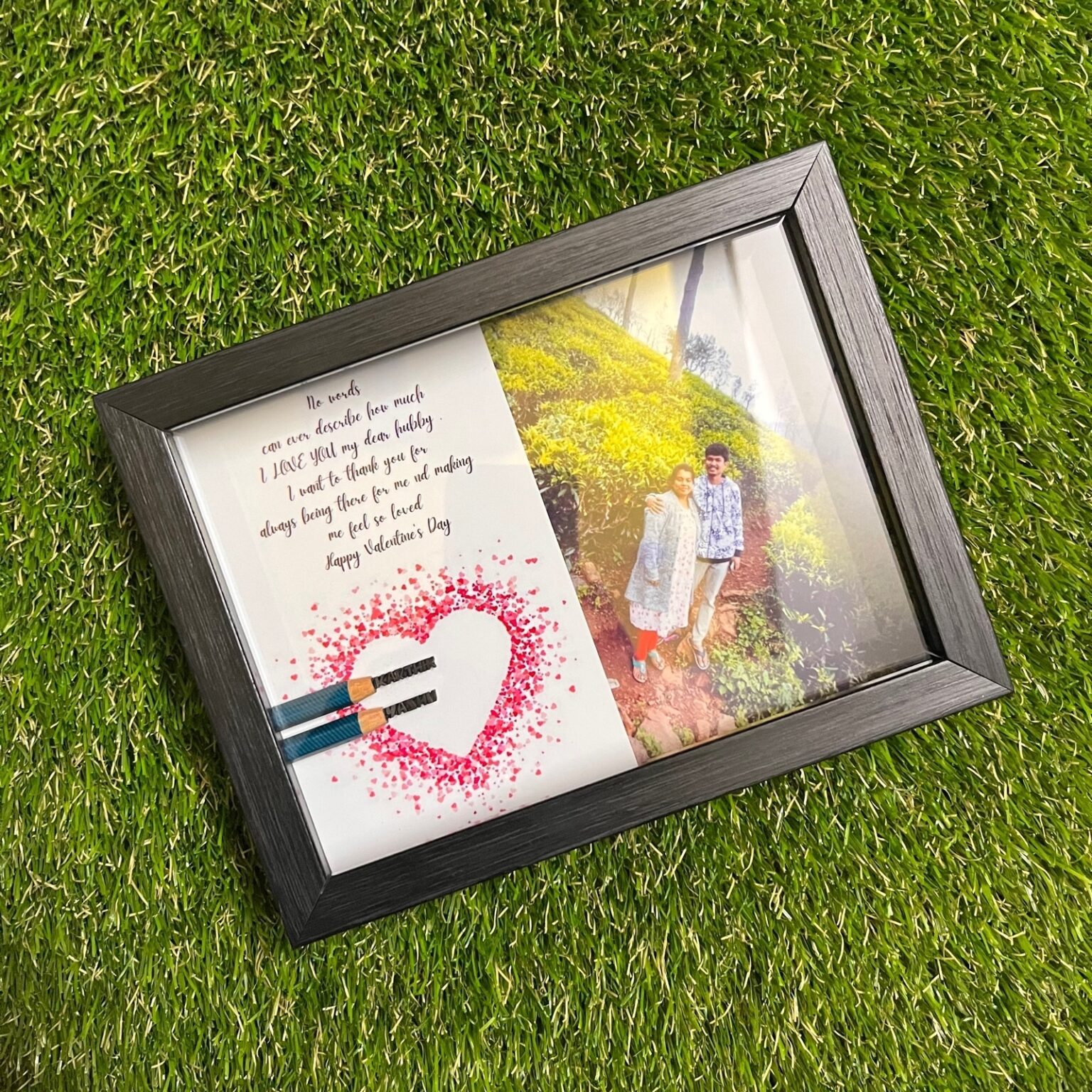 Couple Name Frame Two Pencils in a Heart Micro Art Inspiring