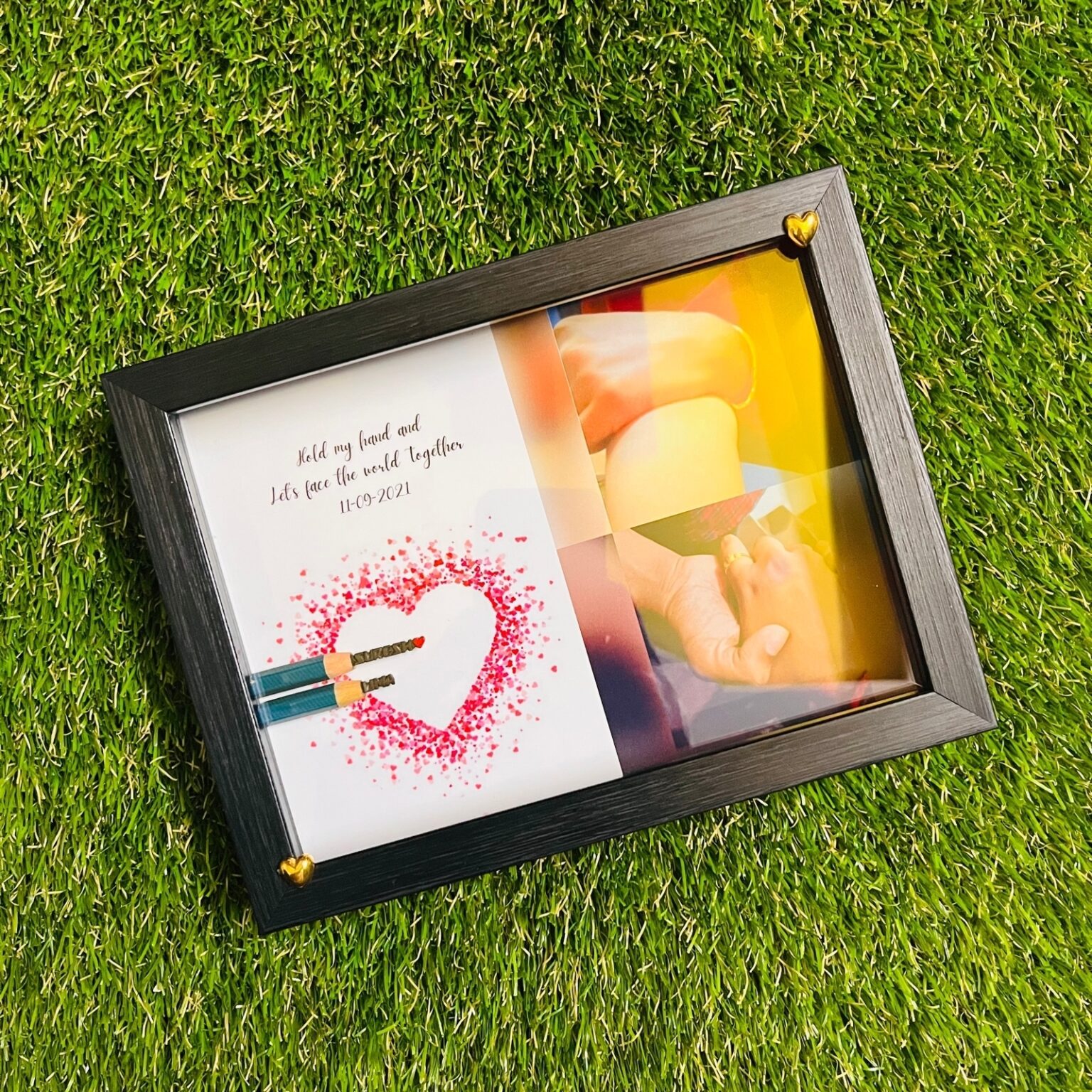 Couple Name Frame Two Pencils in a Heart Micro Art Inspiring